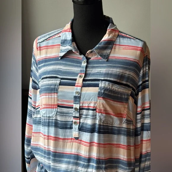 Sonoma Striped drawstring waist Dress Large NWT - Picture 2 of 9